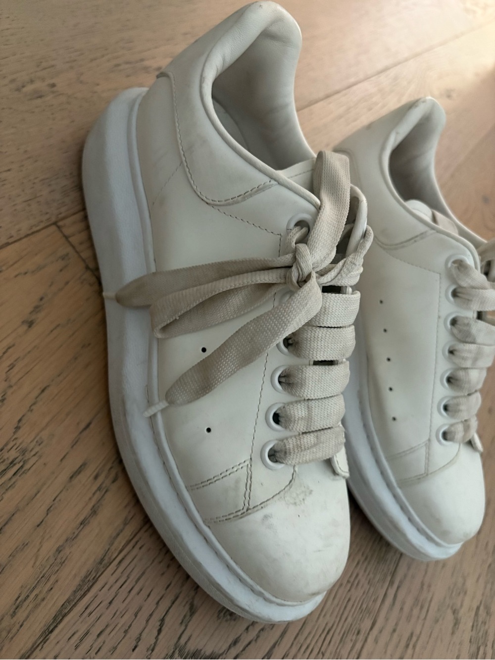 Alexander McQueen White and Beige Sneakers